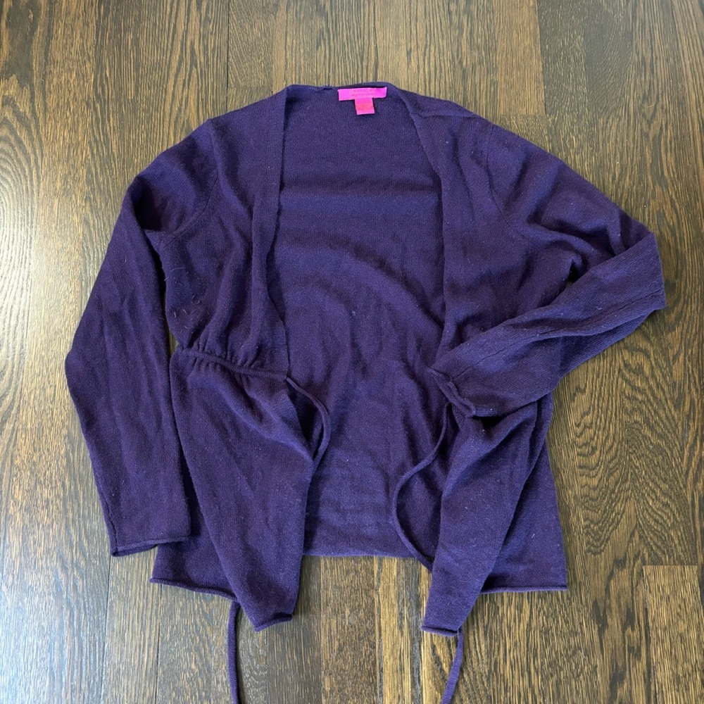 Cashmere Cache Sweater Womens Medium Purple Cashmere 2 Ply Cardi Light Warm Cozy